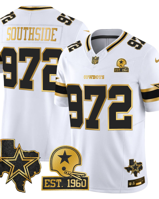 Men's Dallas Cowboys Est. 1960 & Texas Patch Gold Vapor Limited Jersey - All Stitched