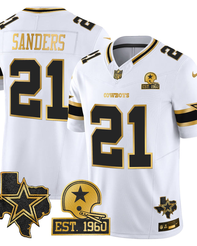 Men's Dallas Cowboys Est. 1960 & Texas Patch Gold Vapor Limited Jersey - All Stitched