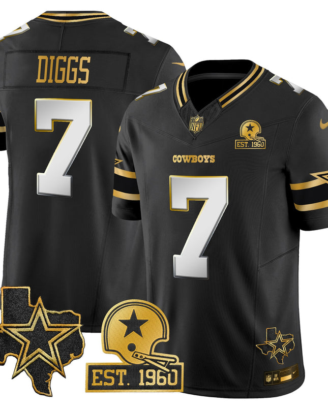 Men's Dallas Cowboys Est. 1960 & Texas Patch Gold Vapor Limited Jersey - All Stitched