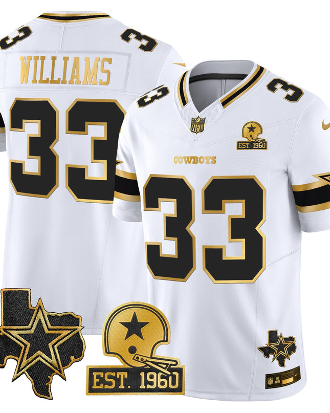 Men's Dallas Cowboys Est. 1960 & Texas Patch Gold Vapor Limited Jersey - All Stitched