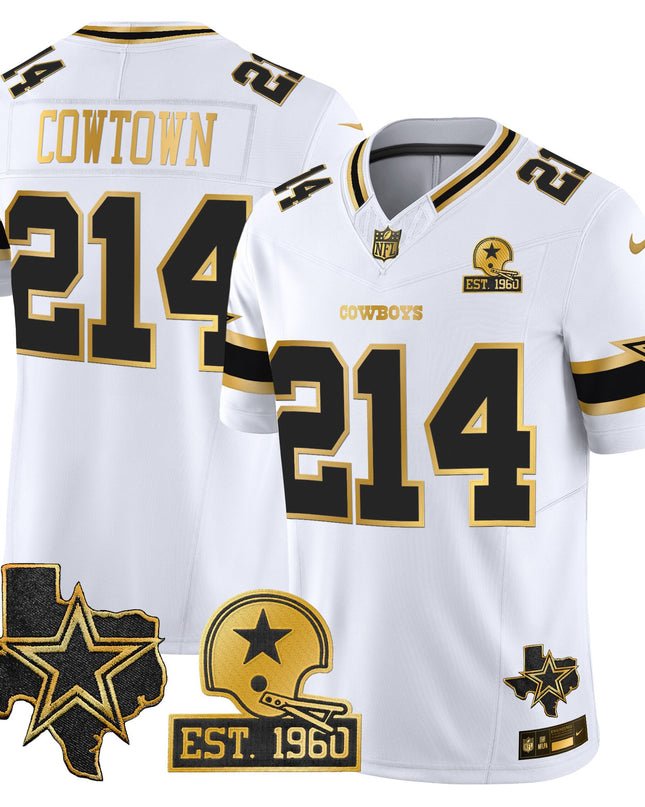 Men's Dallas Cowboys Est. 1960 & Texas Patch Gold Vapor Limited Jersey - All Stitched