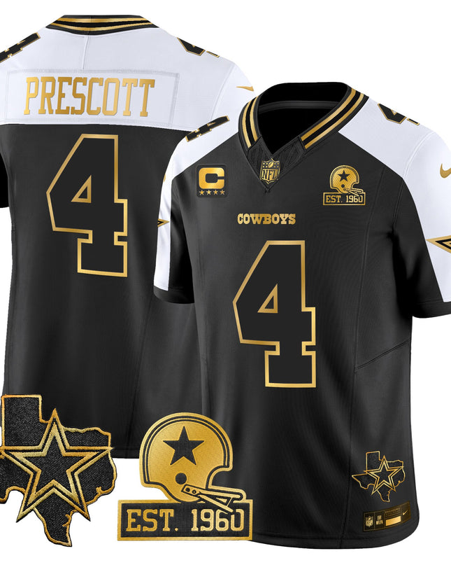 Men's Dallas Cowboys Est. 1960 & Texas Patch Gold Vapor Limited Jersey - All Stitched