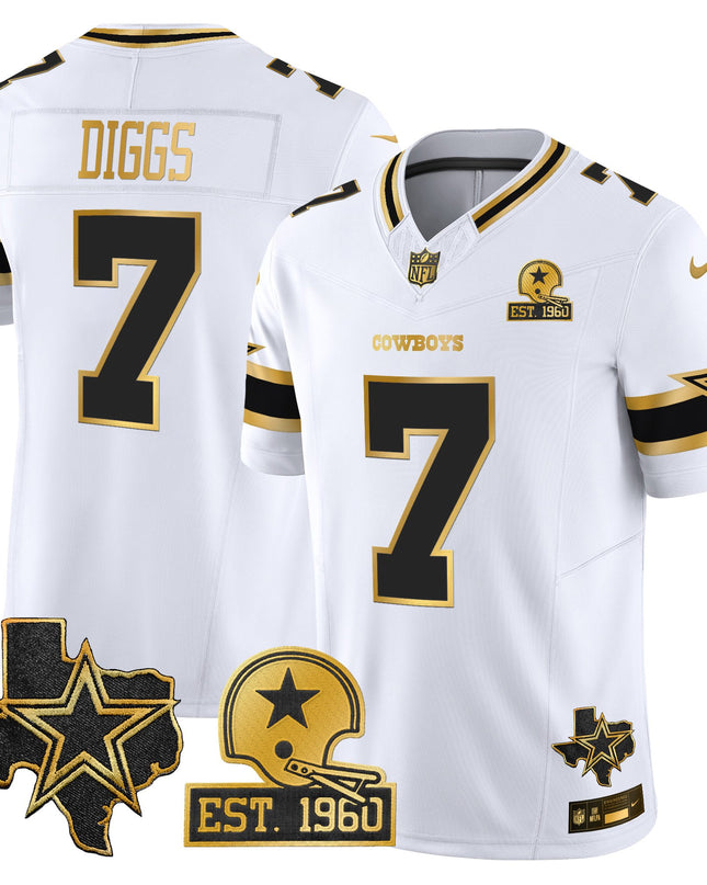 Men's Dallas Cowboys Est. 1960 & Texas Patch Gold Vapor Limited Jersey - All Stitched