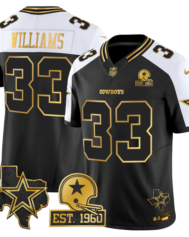 Men's Dallas Cowboys Est. 1960 & Texas Patch Gold Vapor Limited Jersey - All Stitched