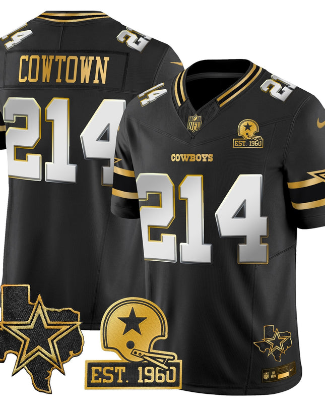 Men's Dallas Cowboys Est. 1960 & Texas Patch Gold Vapor Limited Jersey - All Stitched