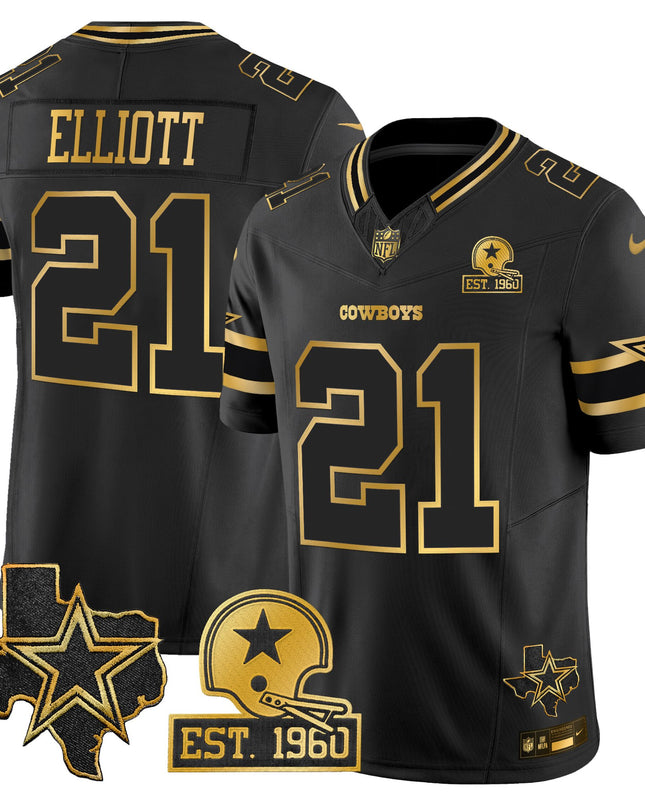 Men's Dallas Cowboys Est. 1960 & Texas Patch Gold Vapor Limited Jersey - All Stitched