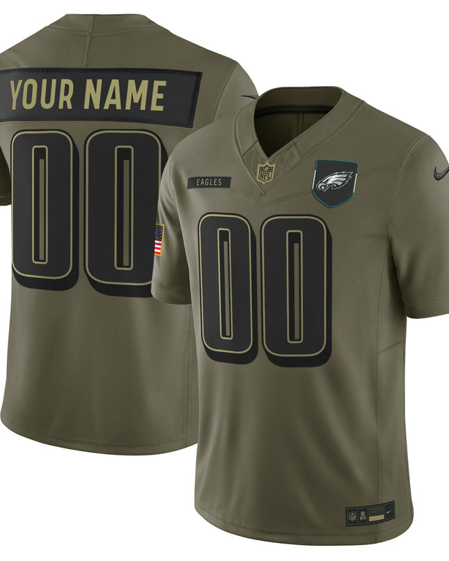 Philadelphia Eagles 2025 Salute to Service Limited Custom Jersey - All Stitched