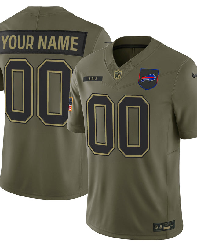Buffalo Bills 2025 Salute to Service Vapor Limited Custom Jersey - All Stitched
