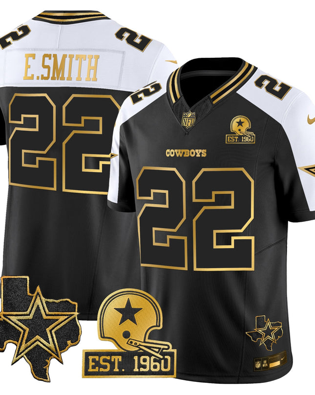 Men's Dallas Cowboys Est. 1960 & Texas Patch Gold Vapor Limited Jersey - All Stitched