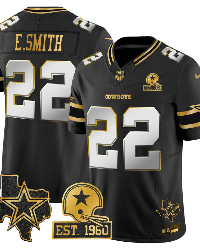 Men's Dallas Cowboys Est. 1960 & Texas Patch Gold Vapor Limited Jersey - All Stitched