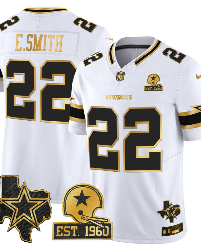 Men's Dallas Cowboys Est. 1960 & Texas Patch Gold Vapor Limited Jersey - All Stitched