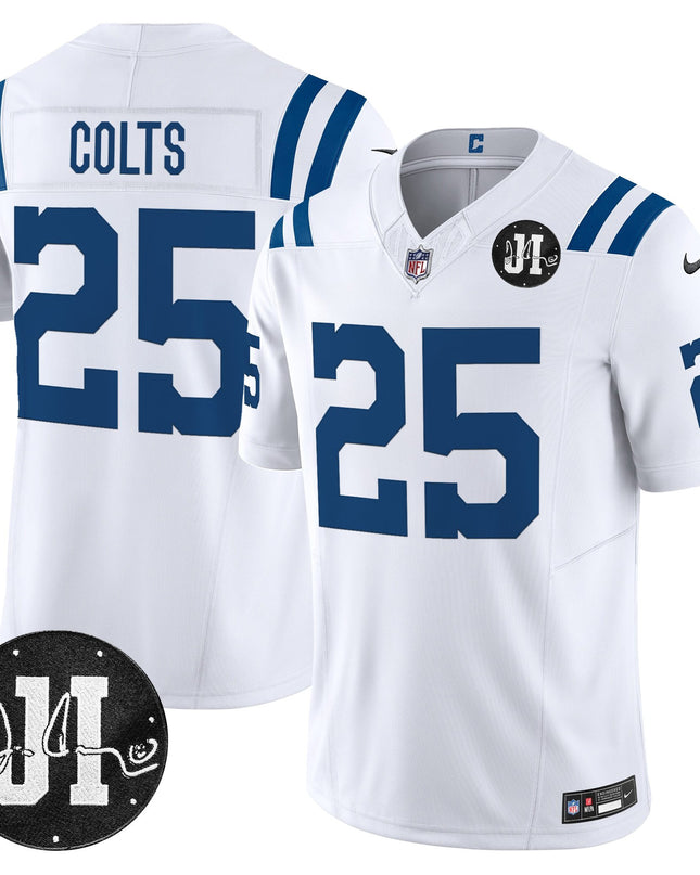 Men's Indianapolis Colts 2025 Jim Irsay Patch Vapor Limited Jersey - All Stitched
