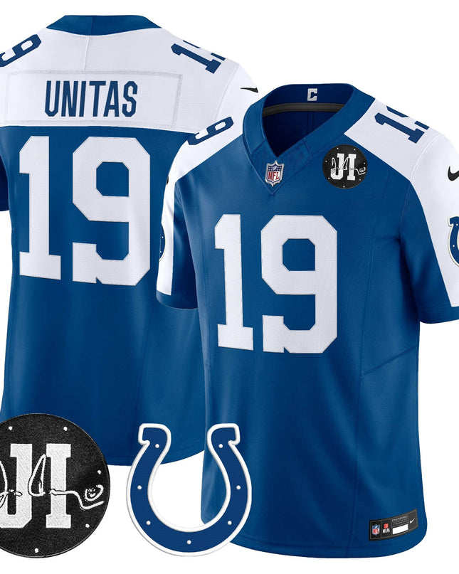 Men's Indianapolis Colts 2025 Jim Irsay Patch Vapor Limited Jersey - All Stitched