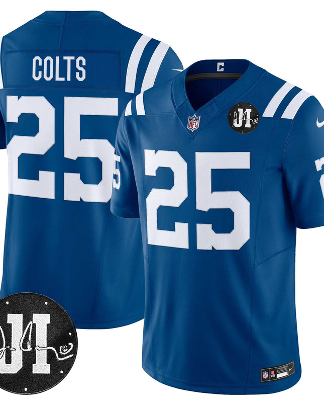 Men's Indianapolis Colts 2025 Jim Irsay Patch Vapor Limited Jersey - All Stitched