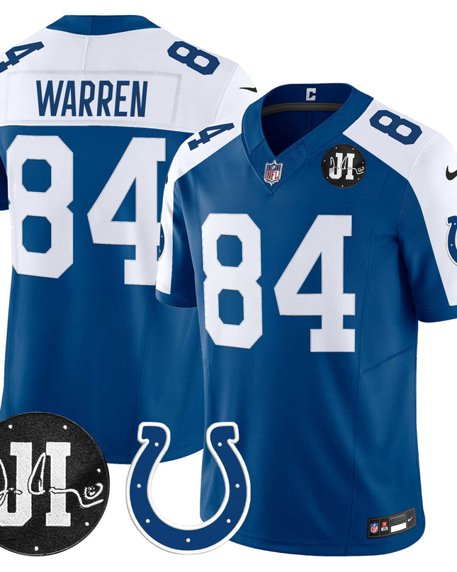 Men's Indianapolis Colts 2025 Jim Irsay Patch Vapor Limited Jersey - All Stitched