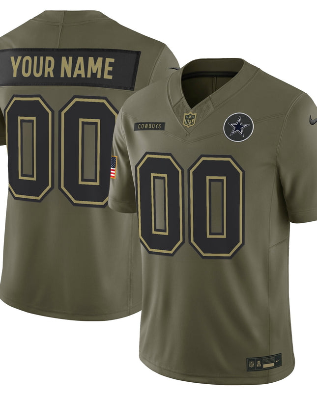 Dallas Cowboys 2025 Salute to Service Vapor Limited Custom Jersey - All Stitched