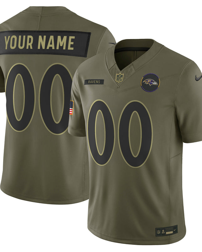 Baltimore Ravens 2025 Salute to Service Vapor Limited Custom Jersey - All Stitched