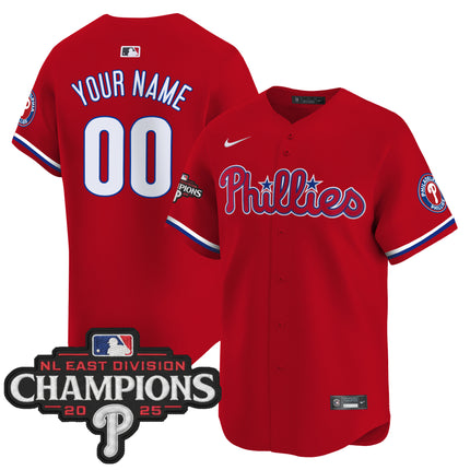 Philadelphia Phillies 2025 NL East Division Champions Patch Vapor Premier Limited Custom Jersey - All Stitched