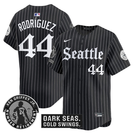 Men's Seattle Mariners 'Gothic Edition' Vapor Premier Limited Jersey - Ken Griffey Jr. Patch - All Stitched