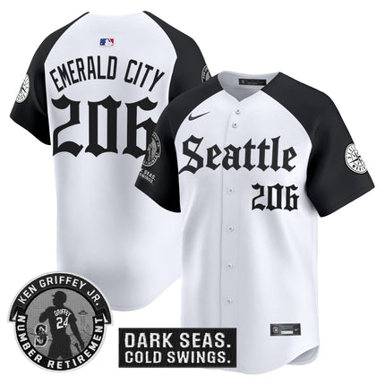 Men's Seattle Mariners 'Gothic Edition' Vapor Premier Limited Jersey - Ken Griffey Jr. Patch - All Stitched