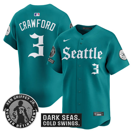 Men's Seattle Mariners 'Gothic Edition' Vapor Premier Limited Jersey - Ken Griffey Jr. Patch - All Stitched