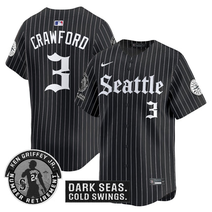 Men's Seattle Mariners 'Gothic Edition' Vapor Premier Limited Jersey - Ken Griffey Jr. Patch - All Stitched