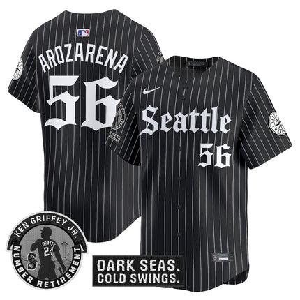 Men's Seattle Mariners 'Gothic Edition' Vapor Premier Limited Jersey - Ken Griffey Jr. Patch - All Stitched
