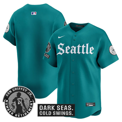 Men's Seattle Mariners 'Gothic Edition' Vapor Premier Limited Jersey - Ken Griffey Jr. Patch - All Stitched