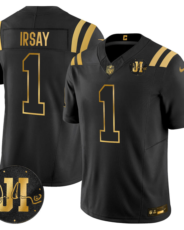 Men's Indianapolis Colts 2025 Jim Irsay Patch Gold Vapor Limited Jersey - All Stitched