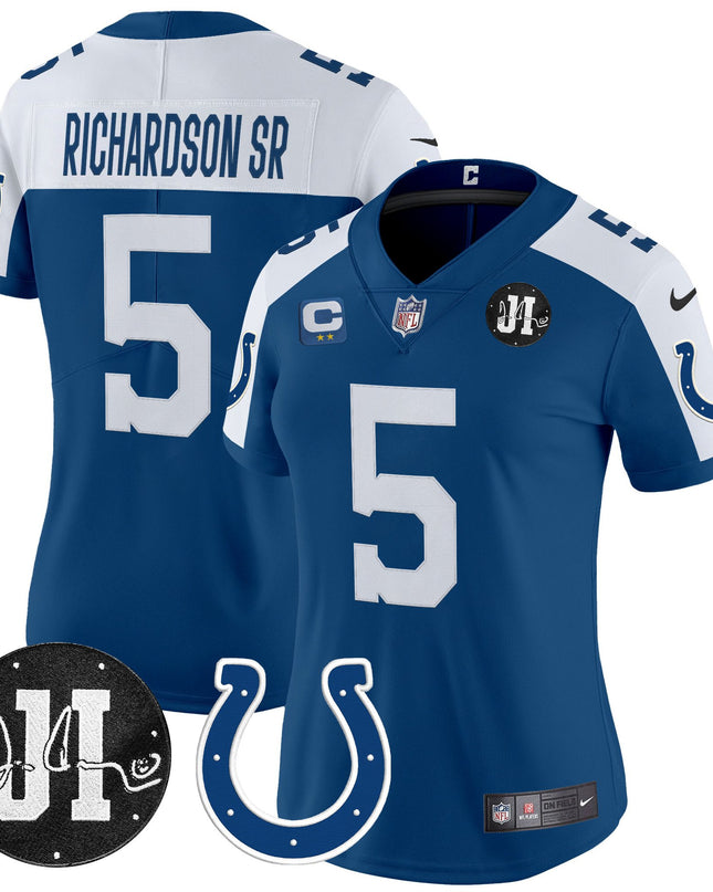 Women's Indianapolis Colts 2025 Jim Irsay Patch Vapor Limited Jersey - All Stitched