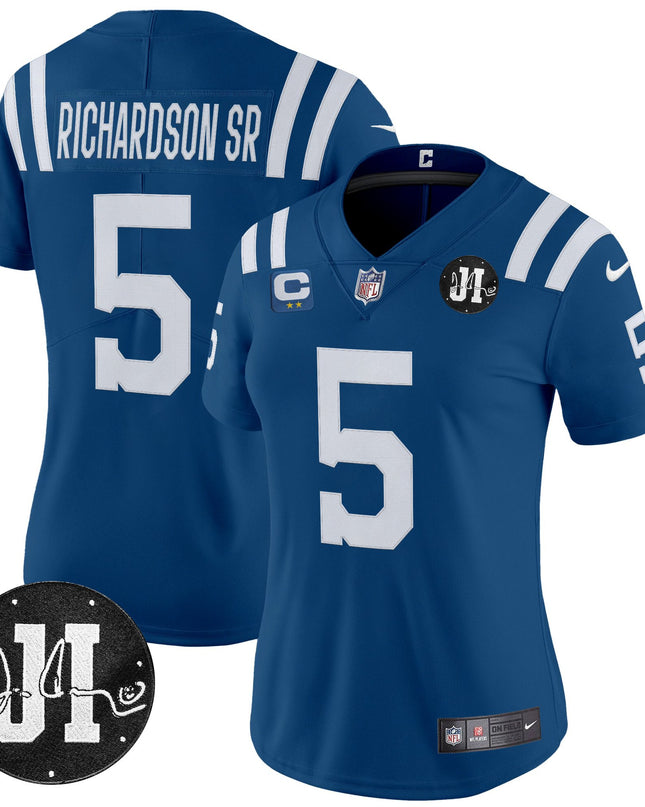 Women's Indianapolis Colts 2025 Jim Irsay Patch Vapor Limited Jersey - All Stitched