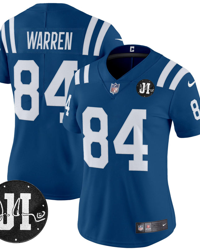 Women's Indianapolis Colts 2025 Jim Irsay Patch Vapor Limited Jersey - All Stitched
