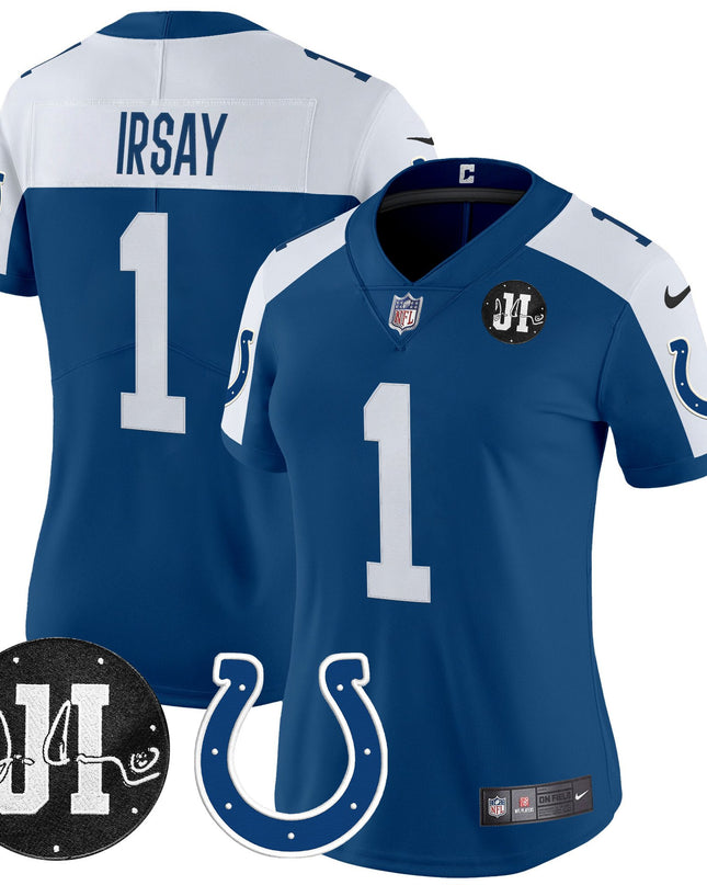Women's Indianapolis Colts 2025 Jim Irsay Patch Vapor Limited Jersey - All Stitched