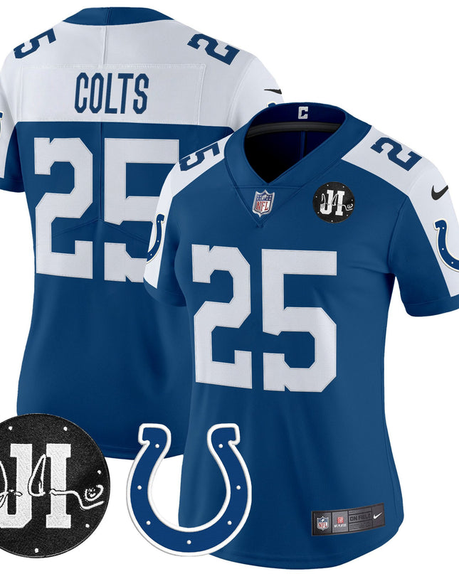 Women's Indianapolis Colts 2025 Jim Irsay Patch Vapor Limited Jersey - All Stitched