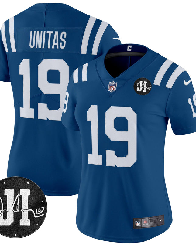 Women's Indianapolis Colts 2025 Jim Irsay Patch Vapor Limited Jersey - All Stitched