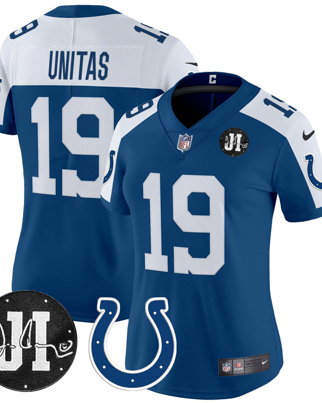 Women's Indianapolis Colts 2025 Jim Irsay Patch Vapor Limited Jersey - All Stitched