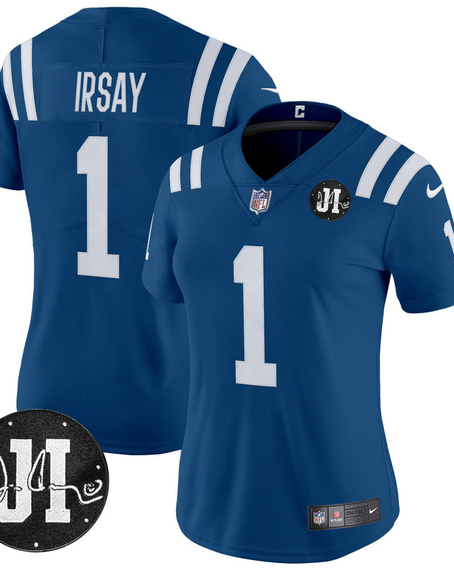 Women's Indianapolis Colts 2025 Jim Irsay Patch Vapor Limited Jersey - All Stitched