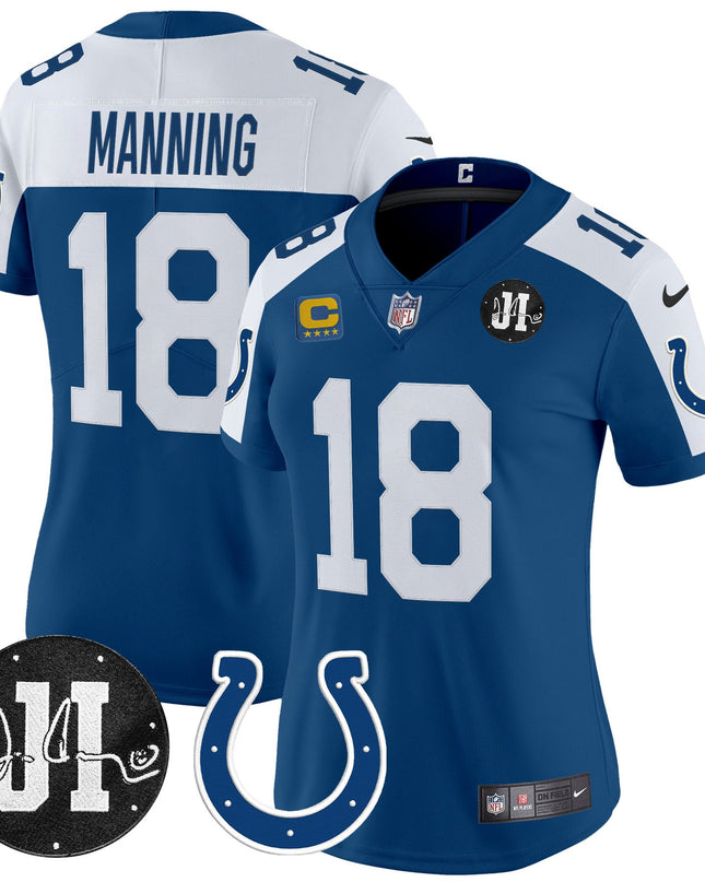 Women's Indianapolis Colts 2025 Jim Irsay Patch Vapor Limited Jersey - All Stitched