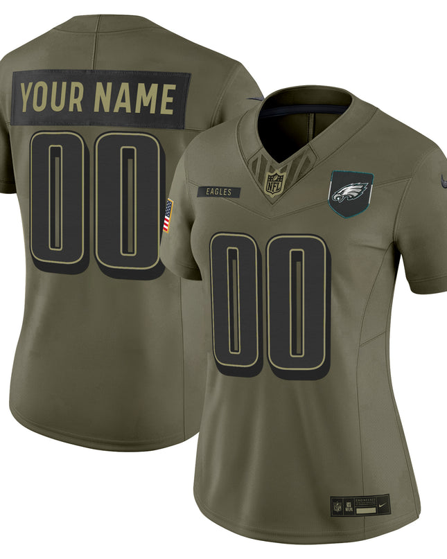 Philadelphia Eagles 2025 Salute to Service Limited Custom Jersey - All Stitched