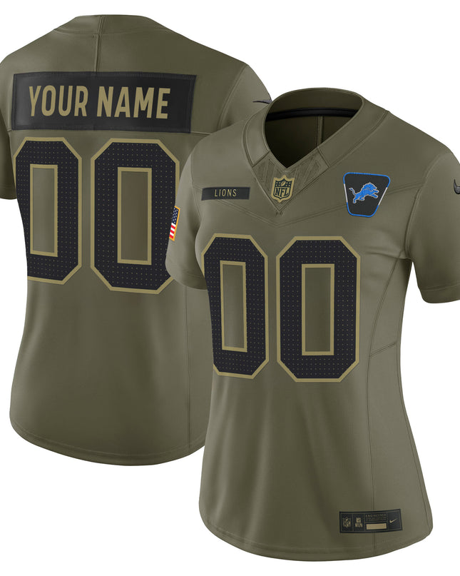 Detroit Lions 2025 Salute to Service Vapor Limited Custom Jersey - All Stitched