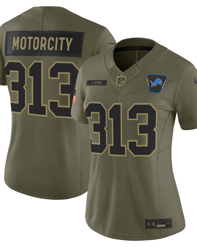 Women's Detroit Lions 2025 Salute to Service Vapor Limited Jersey - All Stitched