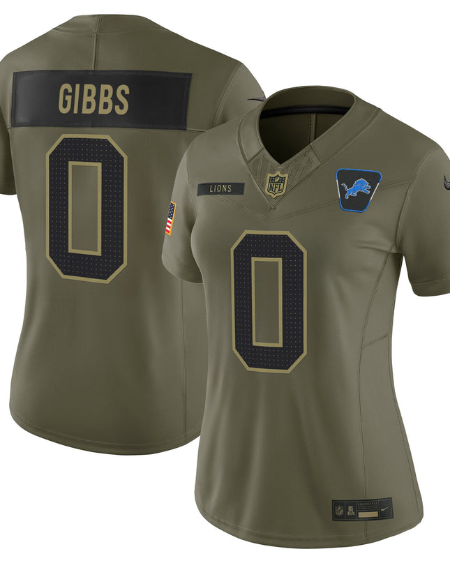 Women's Detroit Lions 2025 Salute to Service Vapor Limited Jersey - All Stitched