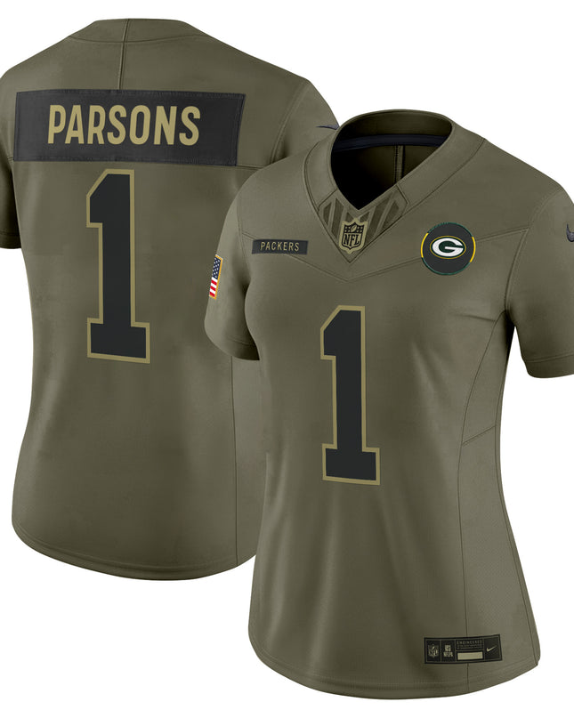 Women's Green Bay Packers 2025 Salute to Service Vapor Limited Jersey - All Stitched