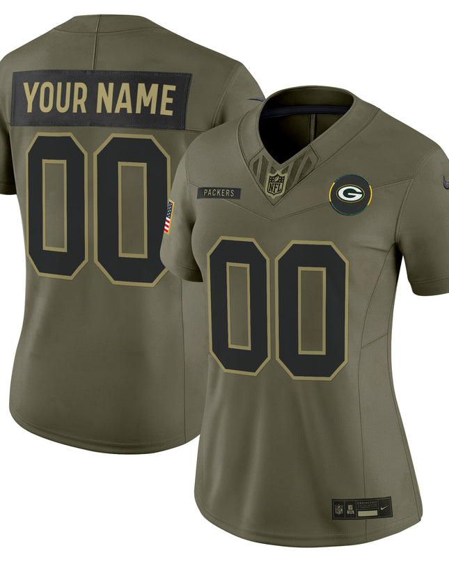 Green Bay Packers 2025 Salute to Service Vapor Limited Custom Jersey - All Stitched
