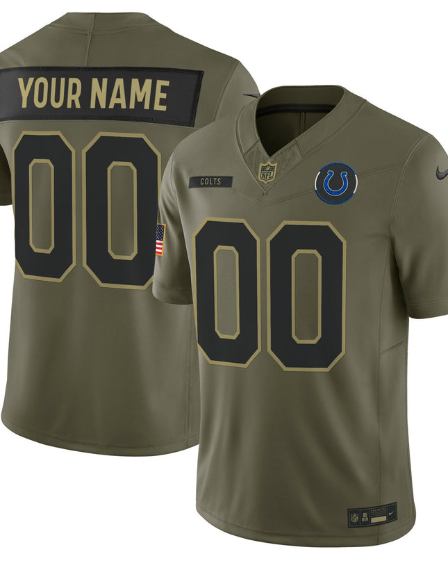 Indianapolis Colts 2025 Salute to Service Vapor Limited Custom Jersey - All Stitched