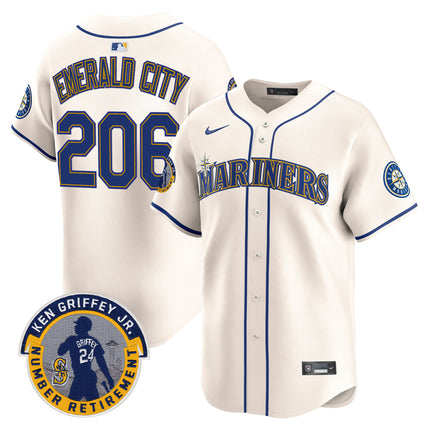 Men's Seattle Mariners 2025 Ken Griffey Jr. Patch Vapor Premier Limited Jersey - All Stitched