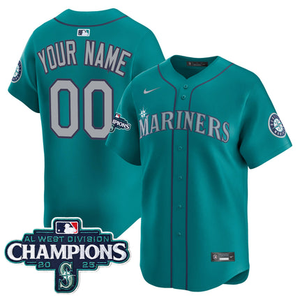 Seattle Mariners 2025 AL West Division Champions Vapor Premier Custom Jersey - All Stitched
