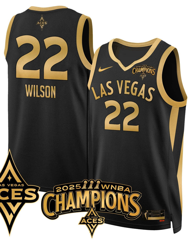 Men's Las Vegas Aces 2025 WNBA Championship Jersey - All Stitched