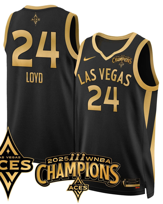 Men's Las Vegas Aces 2025 WNBA Championship Jersey - All Stitched