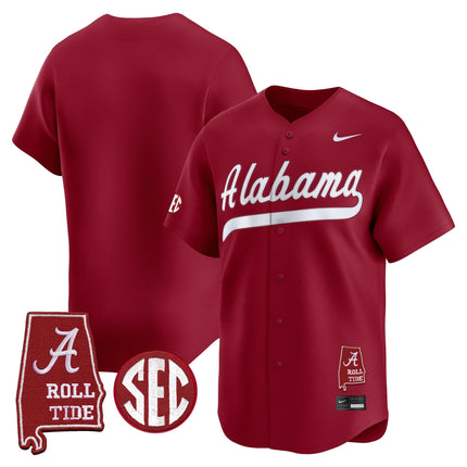 Men's Alabama Crimson Tide 2025 Vapor Baseball Jersey - Alabama Map - All Stitched
